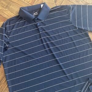 Slazenger Mens Navy and White Striped Golf Shirt.  Size XXL.